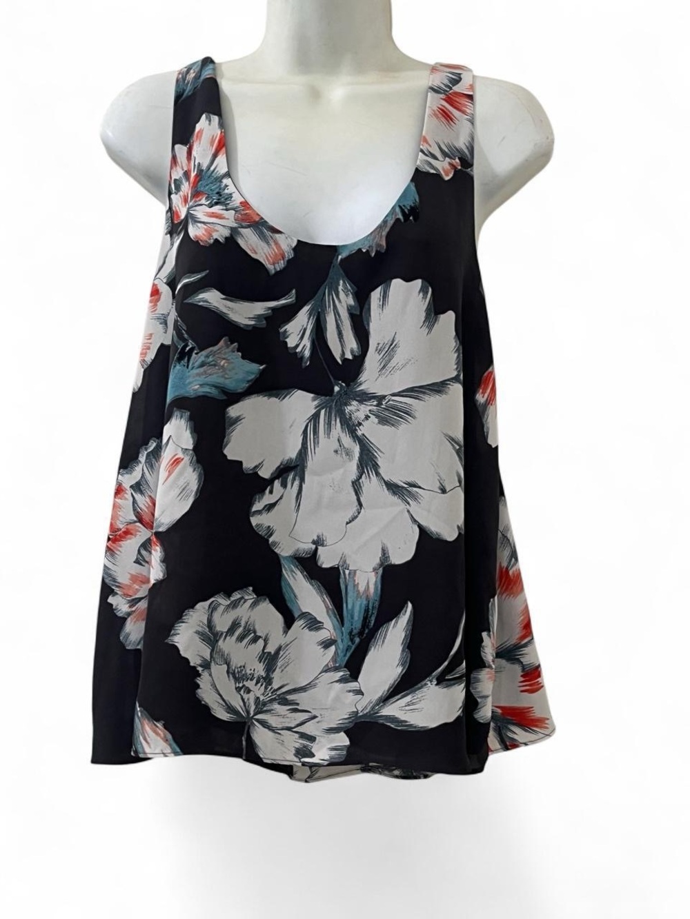 1. State Black Floral Scoop Neck Tank
